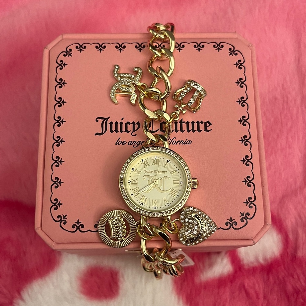 Juicy Couture Gold Charm Bracelet with Watch
